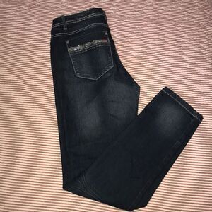 🌻Do denim Sequins detail women’s dark blue skinny jeans silver sequin pocket